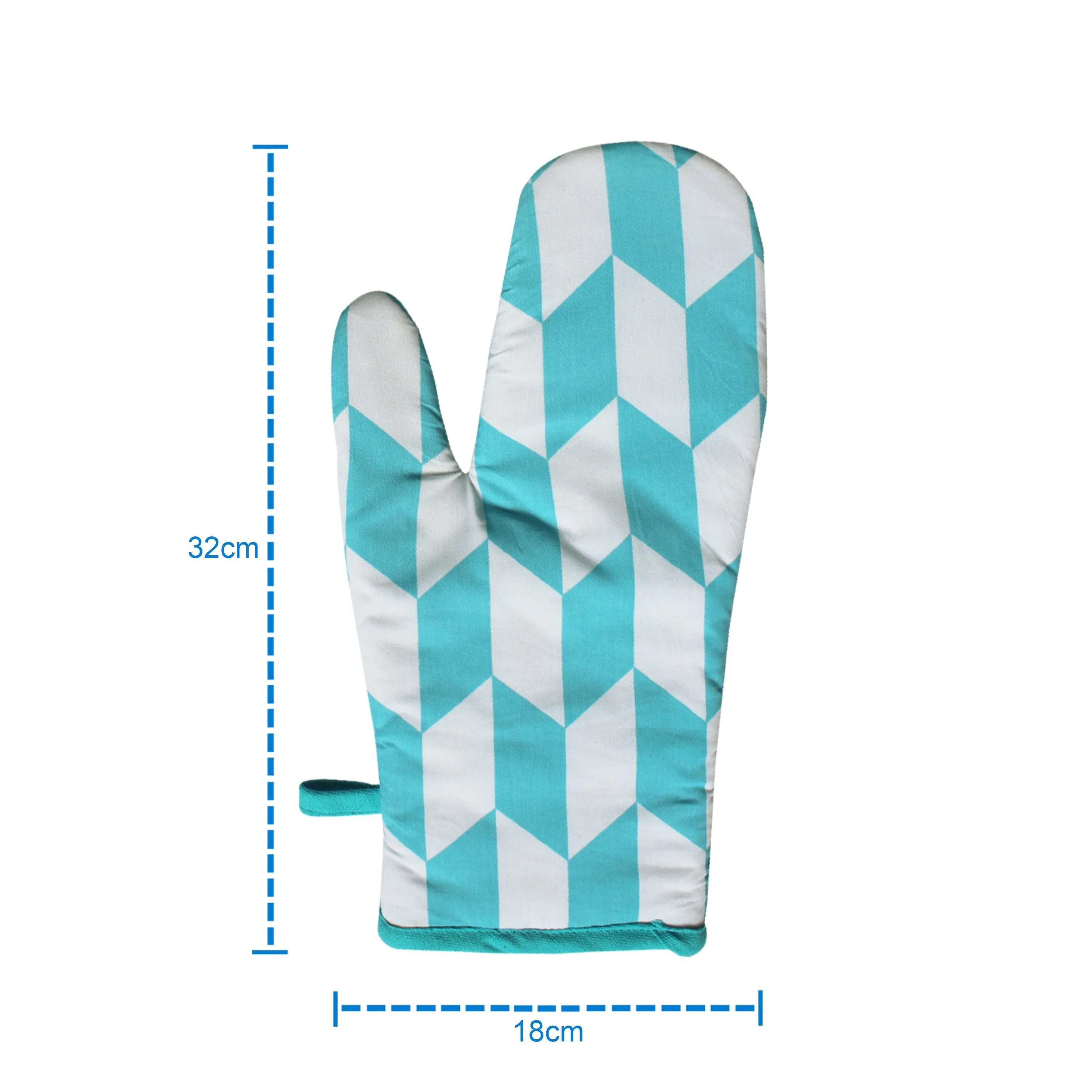 Cotton Classic Diamond Sea Blue Oven Gloves Pack Of 2