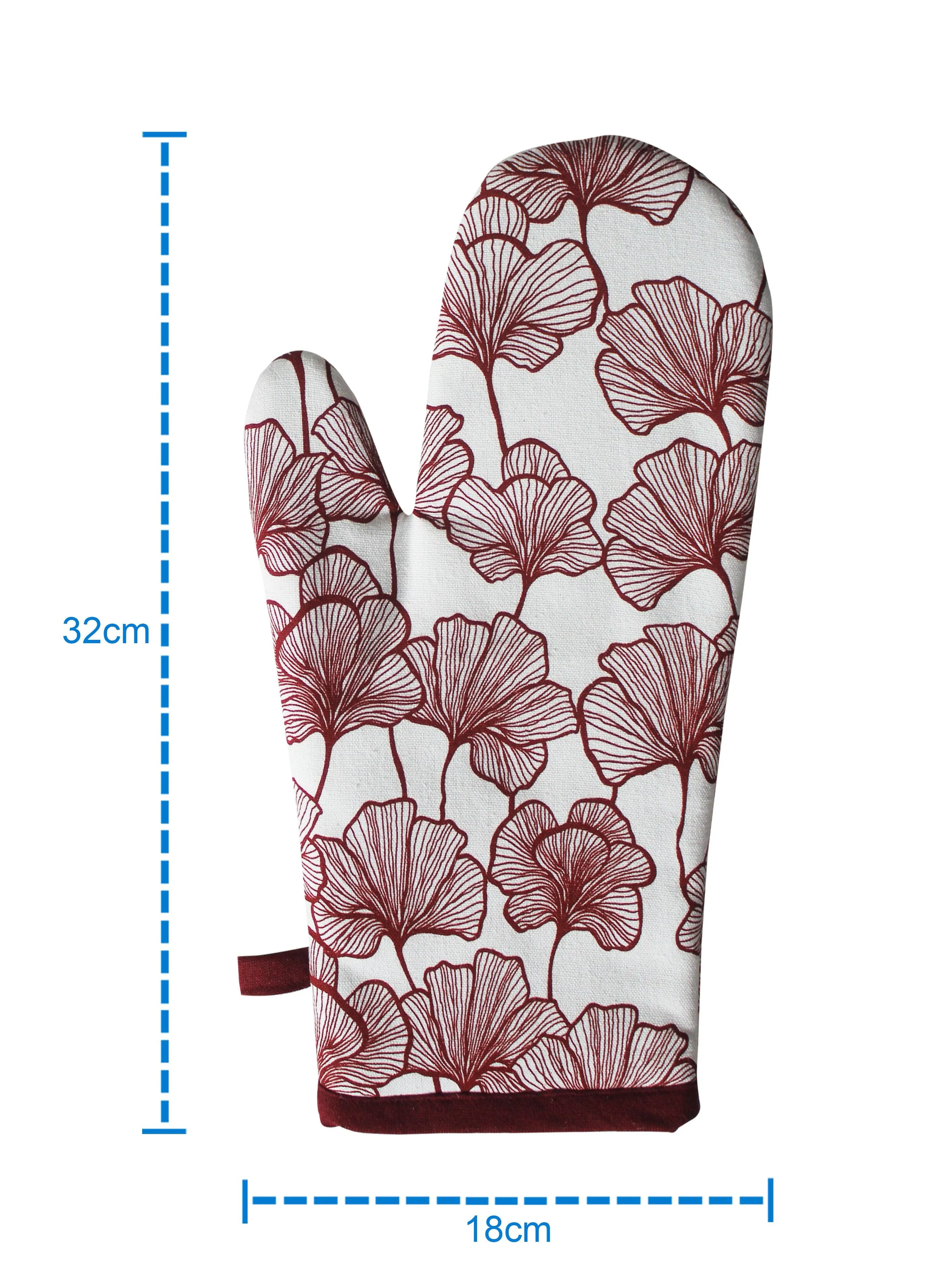 Cotton Single Leaf Maroon Oven Gloves Pack Of 2