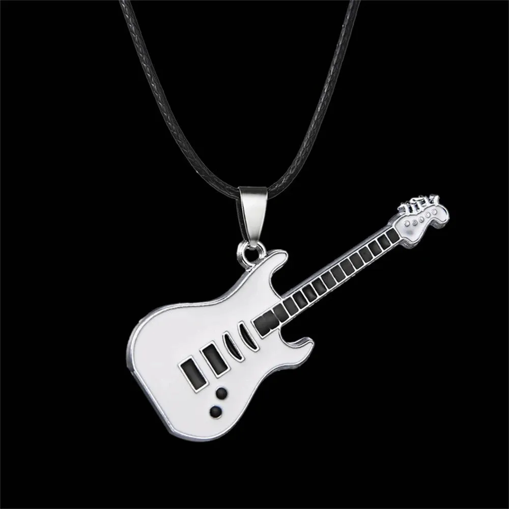 Creative Guitar Pendant Necklace Punk Clavicle Chain for Women Men Fashion Metal Sweater Chain Jewelry Accessories Gift