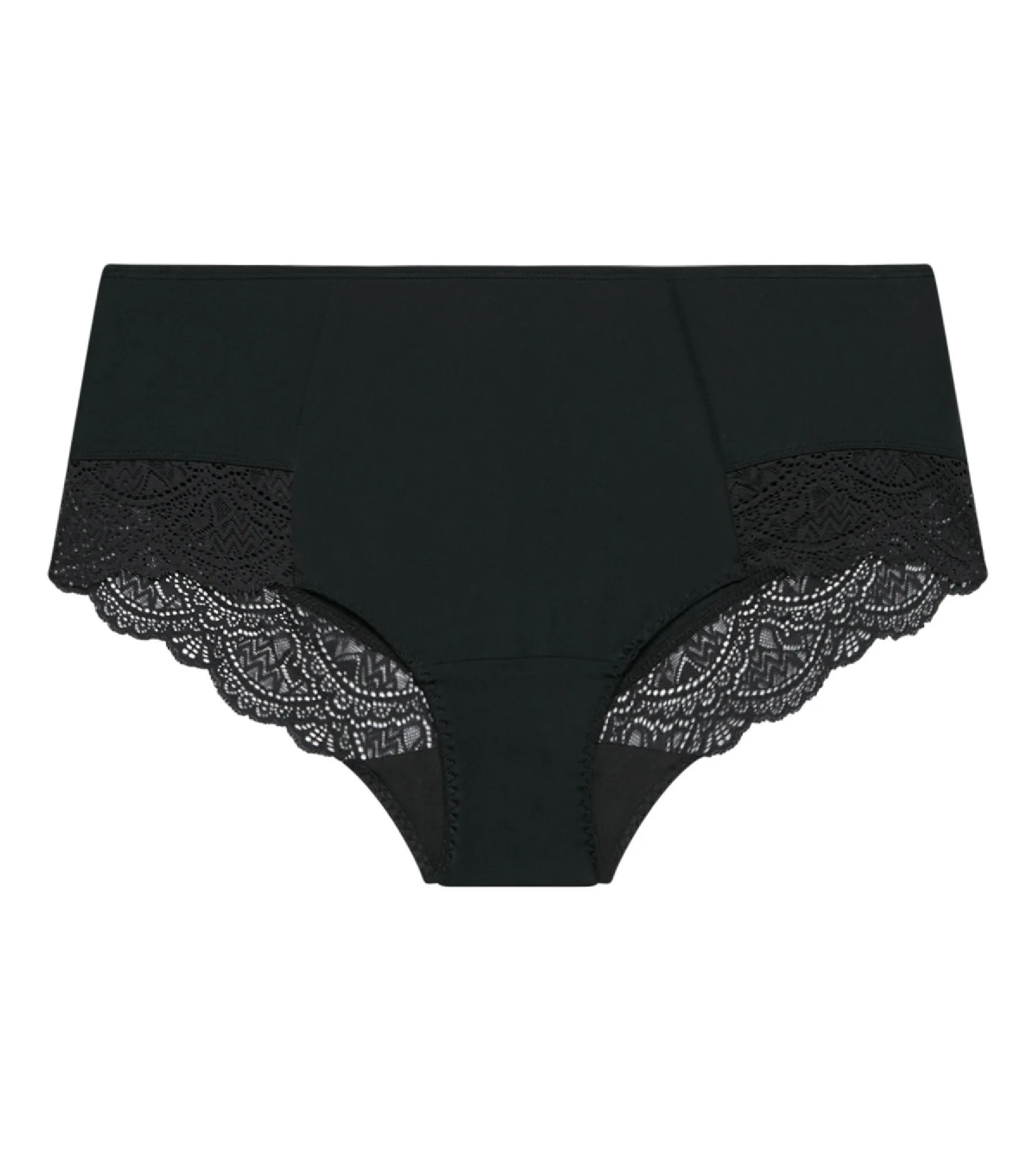 Culotte femme taille haute en coton stretch et dentelle Noir EcoDim