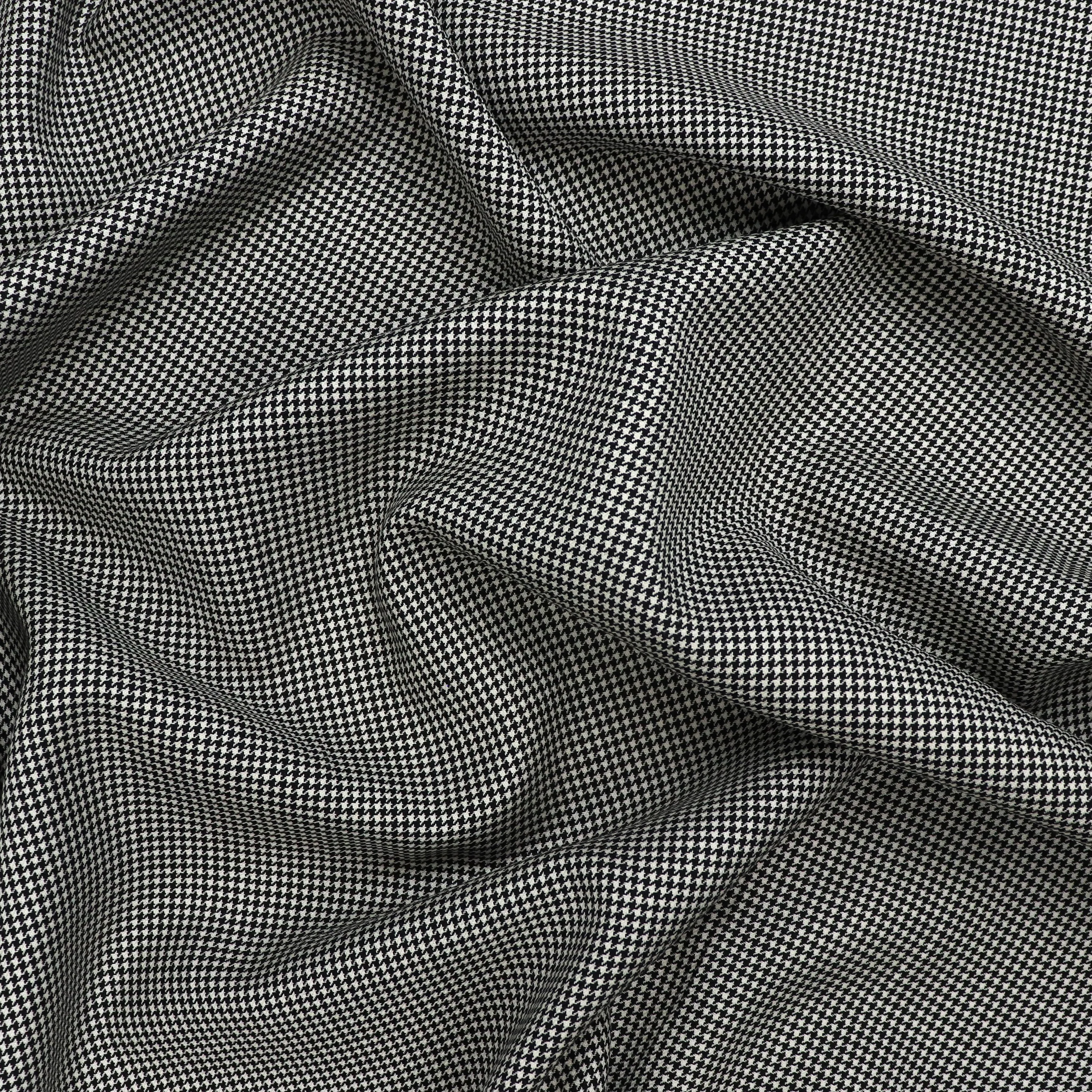 Deadstock Wool Suiting - Houndstooth Black   White