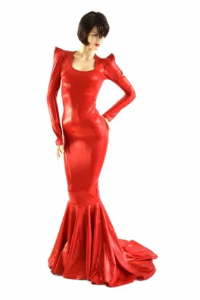 Devil Red Holographic Puddle Train Gown