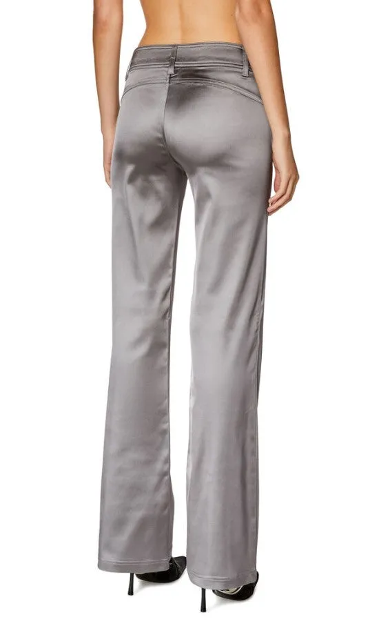 Diesel - Women Flared Pants in Shiny Stretch Satin - P -Stell - Grey