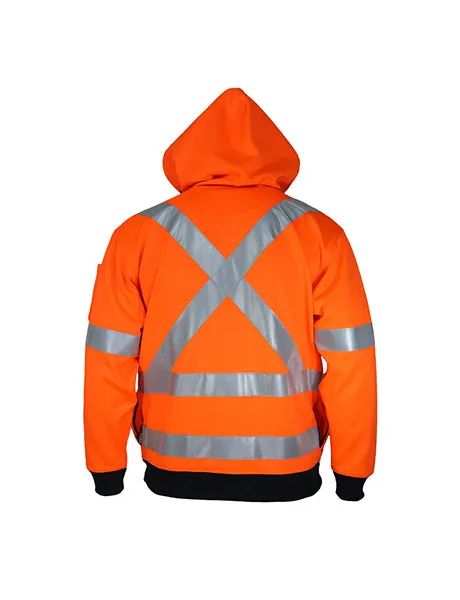 DNC Hi Vis Full Zip “X” Back Fleecy Hoodie (3935)