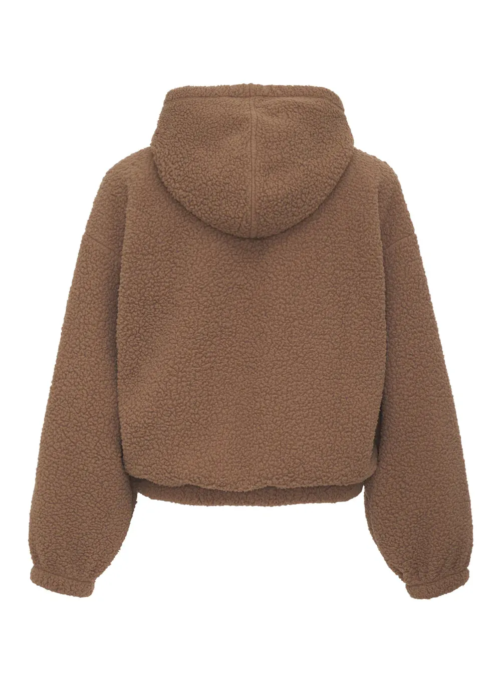 Double Face Sherpa Cinched Hoodie Mocha