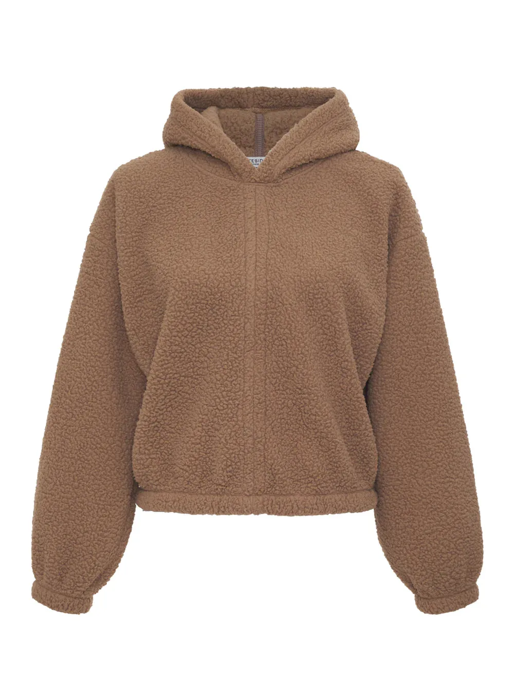 Double Face Sherpa Cinched Hoodie Mocha