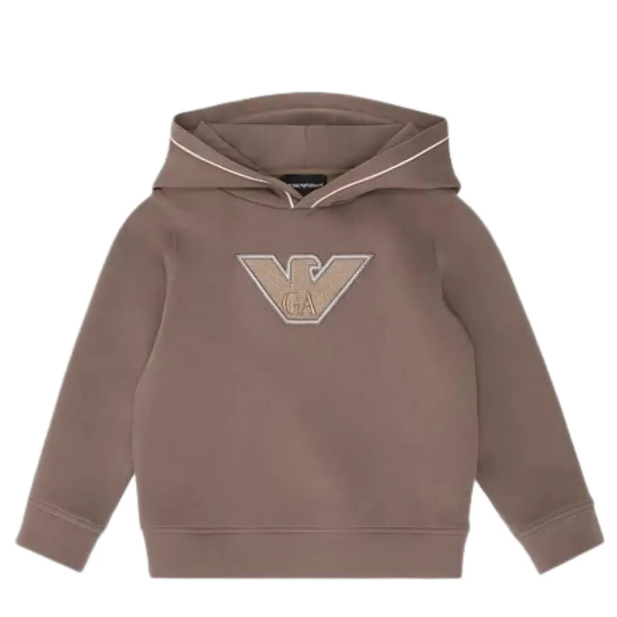 Emporio Armani Kids Embroidered Logo Patch Khaki Hoodie