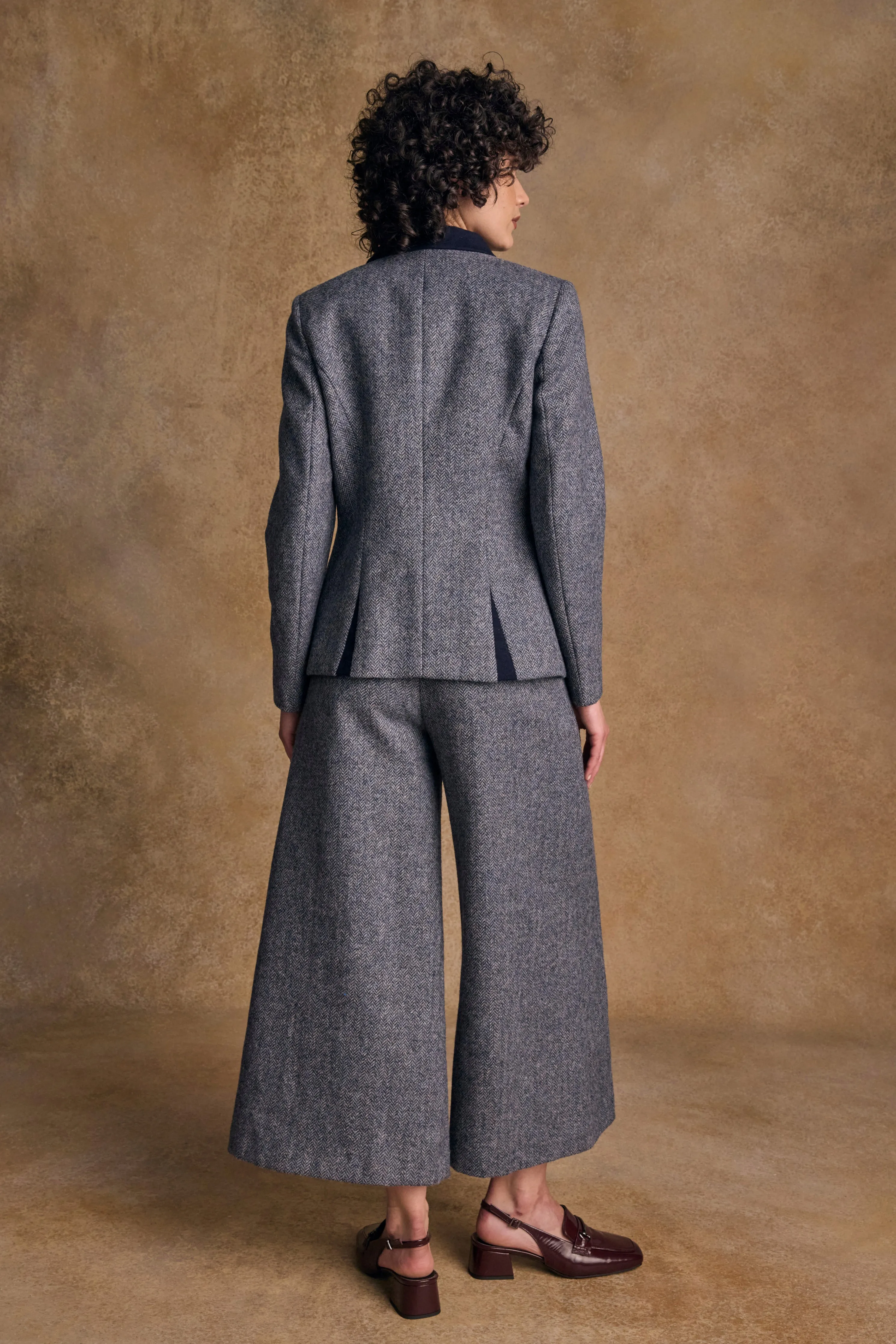 Enya Tweed Culottes - Denim Herringbone