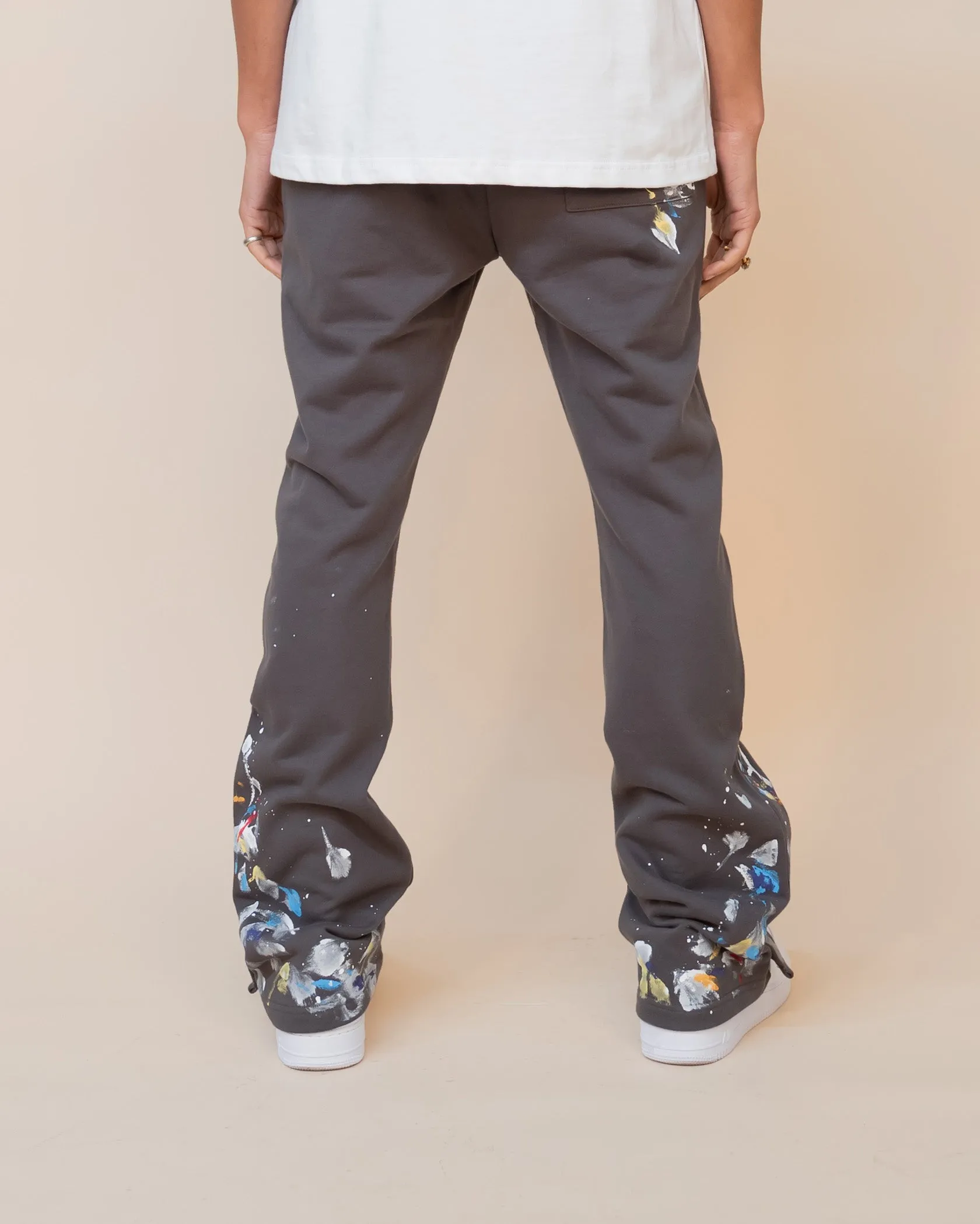 EPTM PAINT SNAP FLARED PANTS - GREY