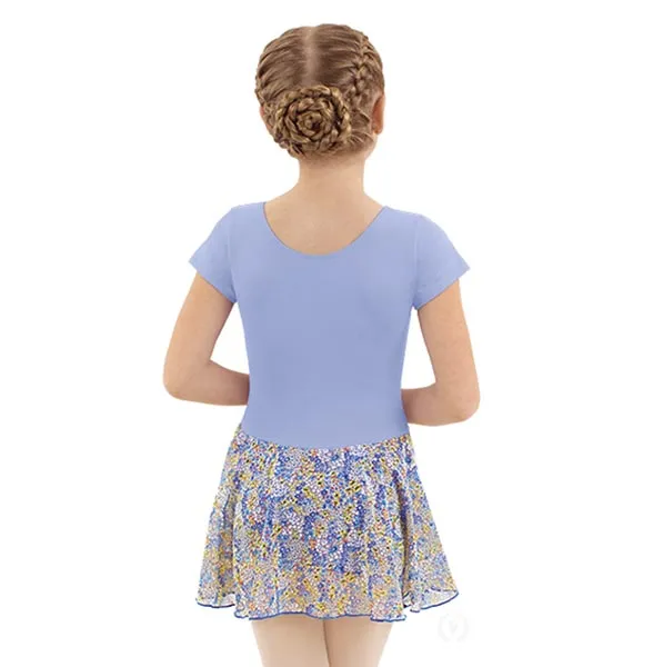 Eurotard 04467 Girls Flirty Floral Short Sleeve Dance Dress W/Removable Flower Pin