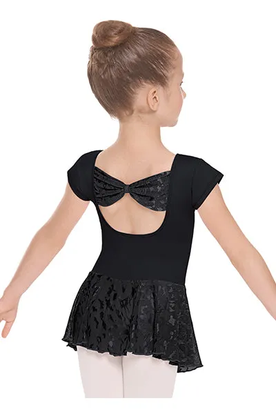 Eurotard 78285 Girls Impression Mesh Bow Back Short Sleeve Dance Dress