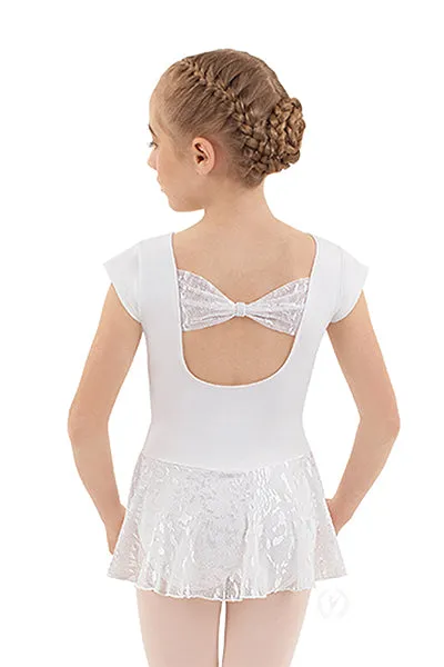 Eurotard 78285 Girls Impression Mesh Bow Back Short Sleeve Dance Dress