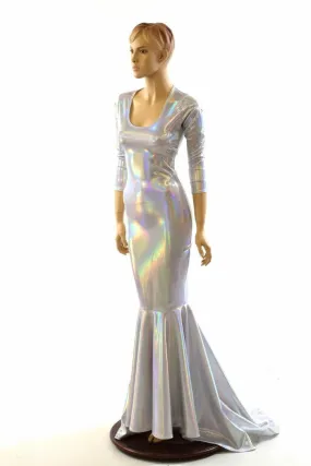 Flashbulb Holographic Puddle Train Gown