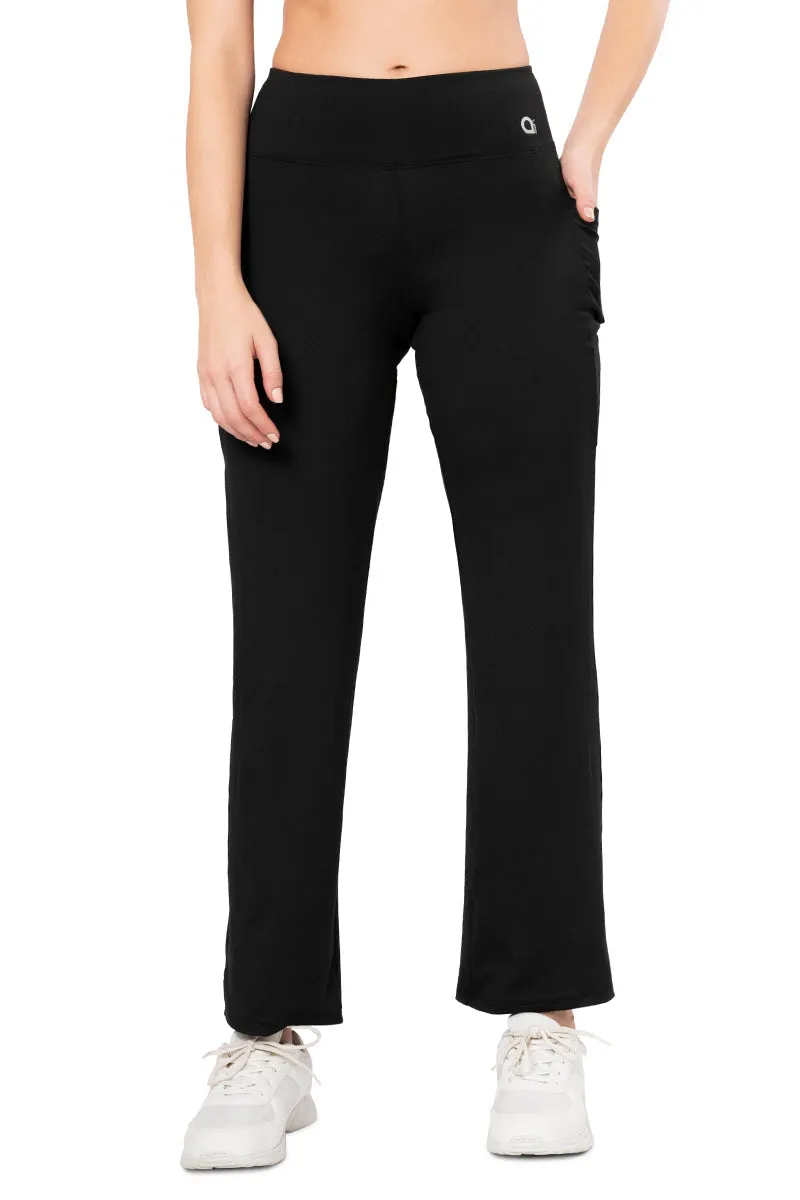 Flaunt Flared High Rise Travel Pants - Jet Black