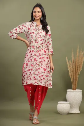 Floral Twines Top with Tulip Pants Muslin Silk Co-ord Set