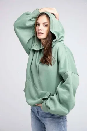 Front Pocket Half Zip Hoodie