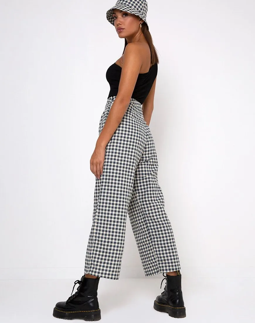 Gamila Culotte Trouser in Gingham Cream