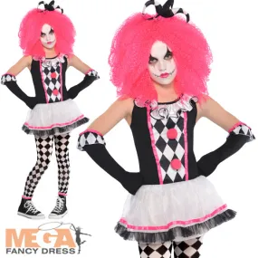 Girls Harlequin Sweetie Clown Halloween Circus Costume