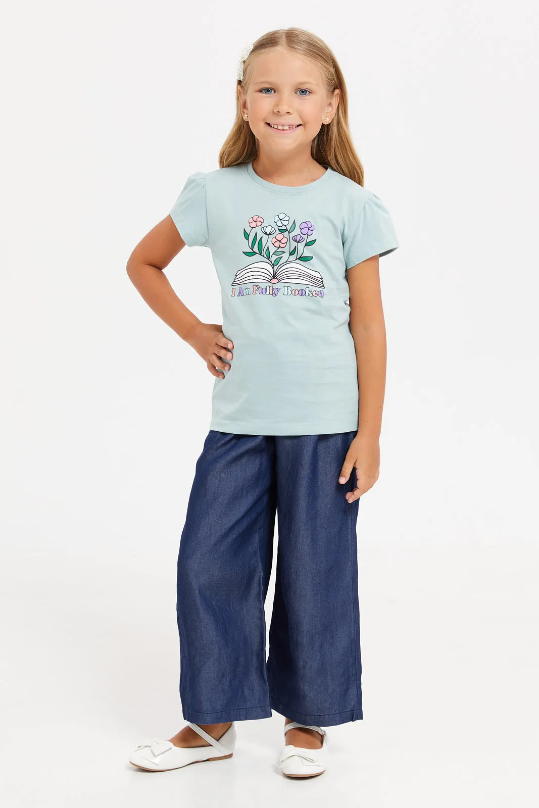 Girls Navy Culottes Trousers