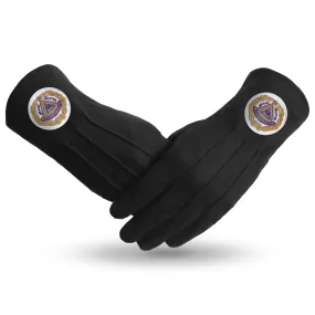 Grand Master Blue Lodge Gloves - Pure Black Cotton With White Patch