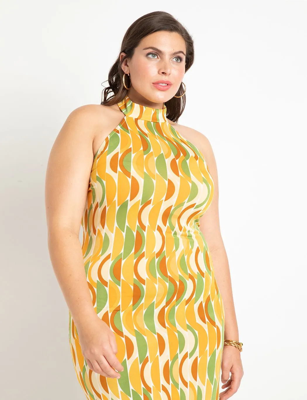 Halter Neck Maxi Dress in Go With The Geo