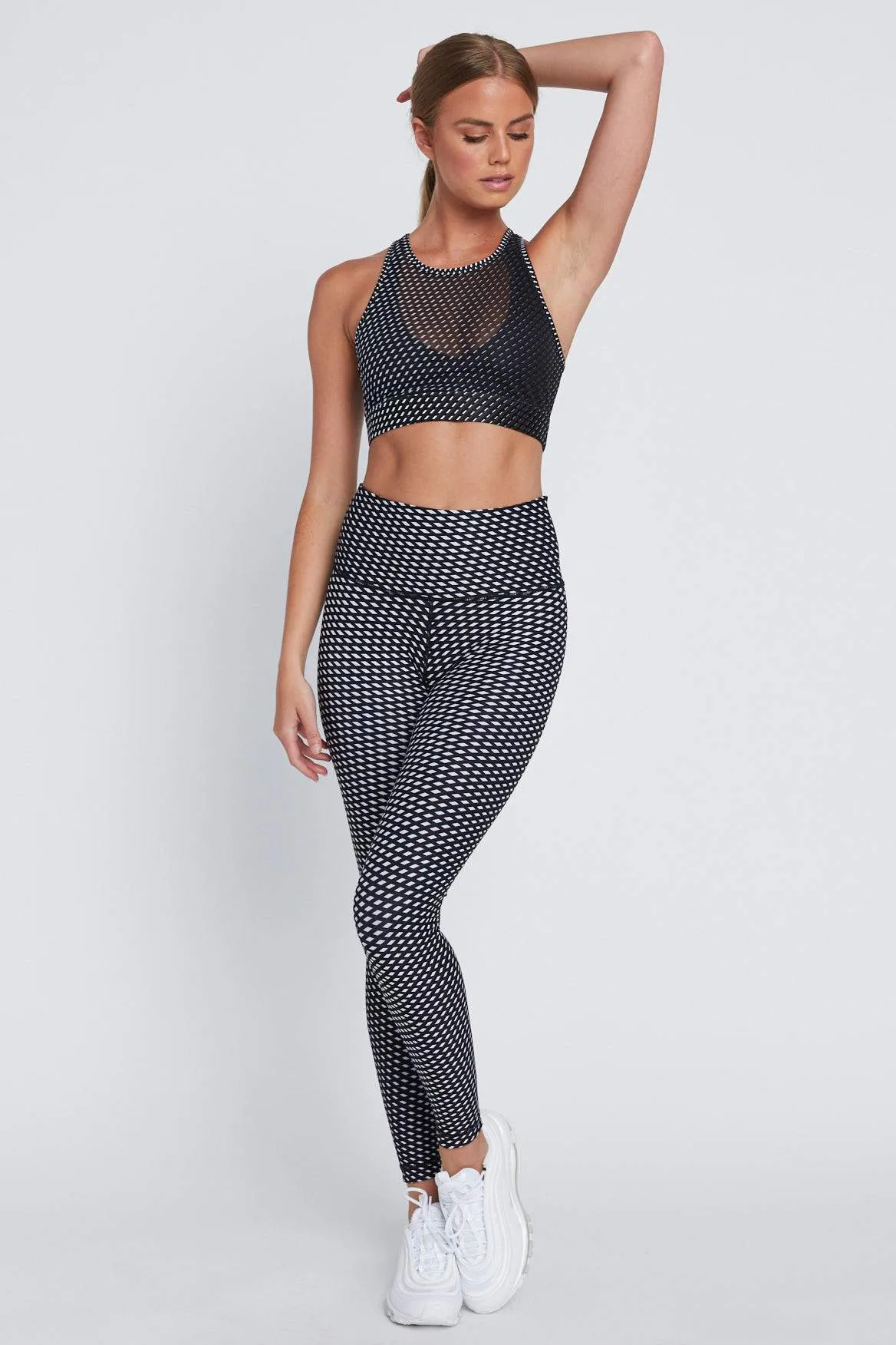 High Waist Leggings Black Rhombus