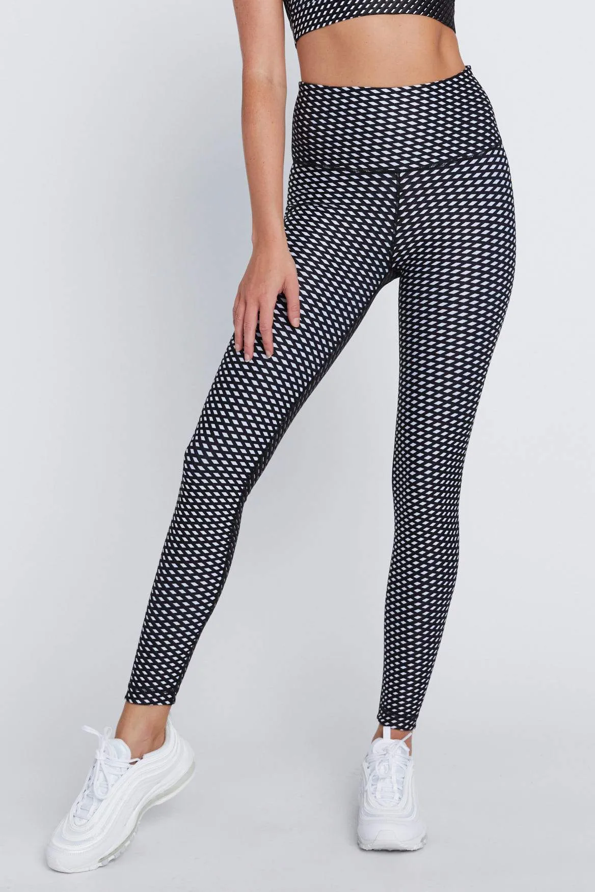 High Waist Leggings Black Rhombus