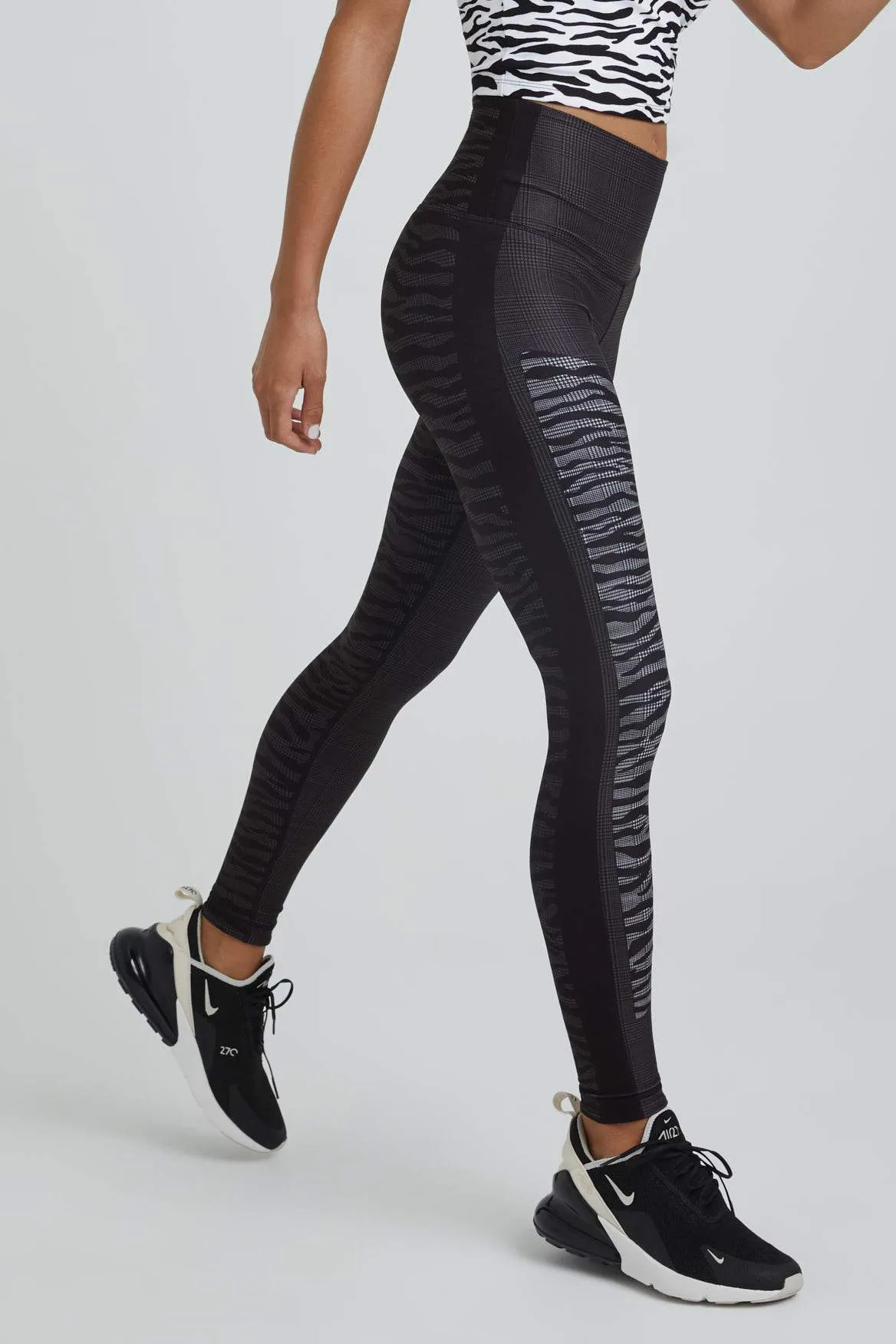 High Waist Leggings Black White Viva Zebra