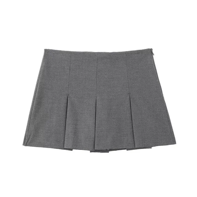 High Waist Wide Pleats Shorts Skirts