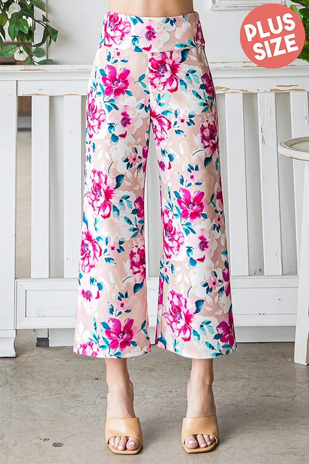 HM-EP6733-15X-RSDST - PLUS SIZE FLORAL PRINT CULOTTES PANTS- ROSE DUSTY 2-2-2