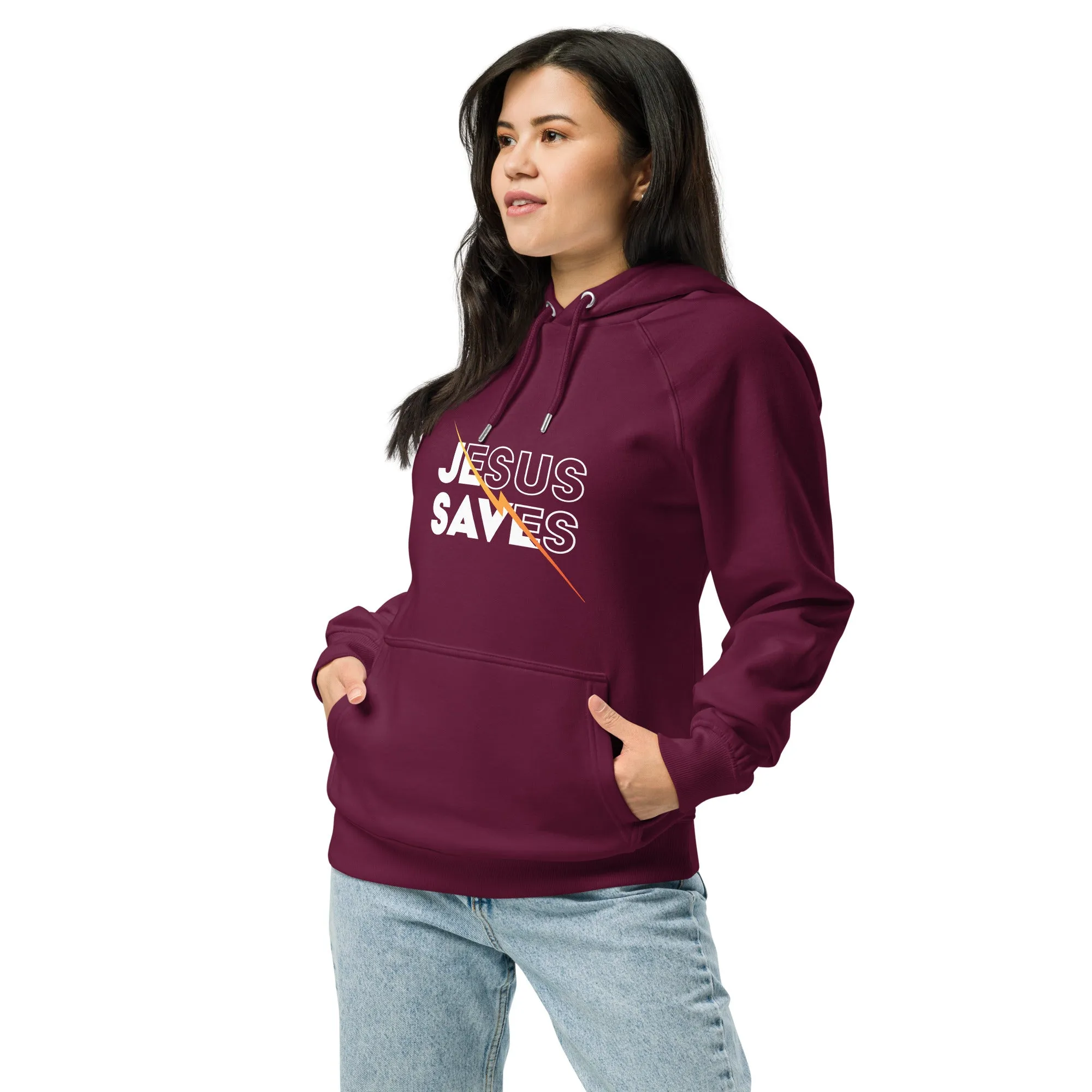 Jesus Save Graphics Women Eco Raglan Hoodie