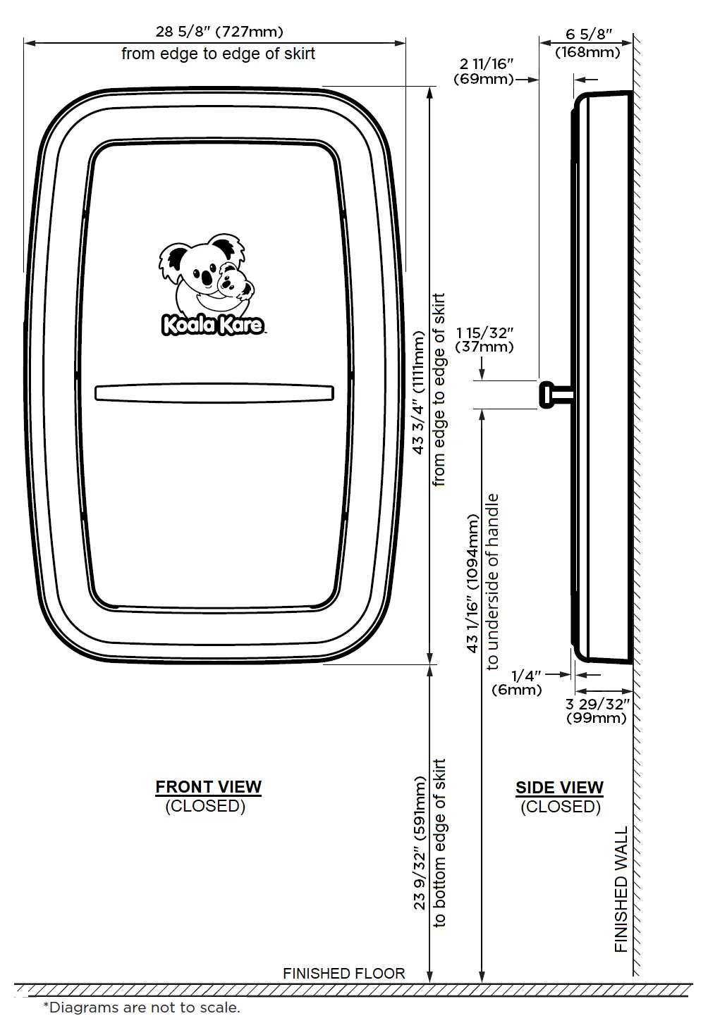 Koala Kare® KB311-SSWM - Wall Mounted Vertical Stainless Steel Baby Changing Station (Newest Generation)