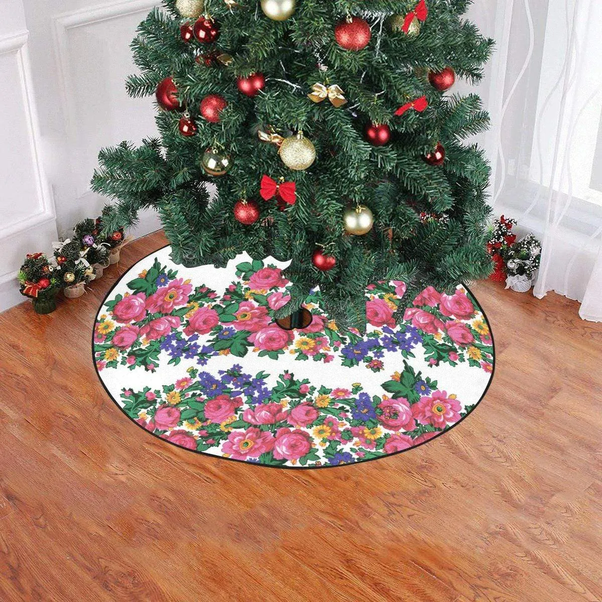 Kokum's Revenge-White Christmas Tree Skirt 47" x 47"