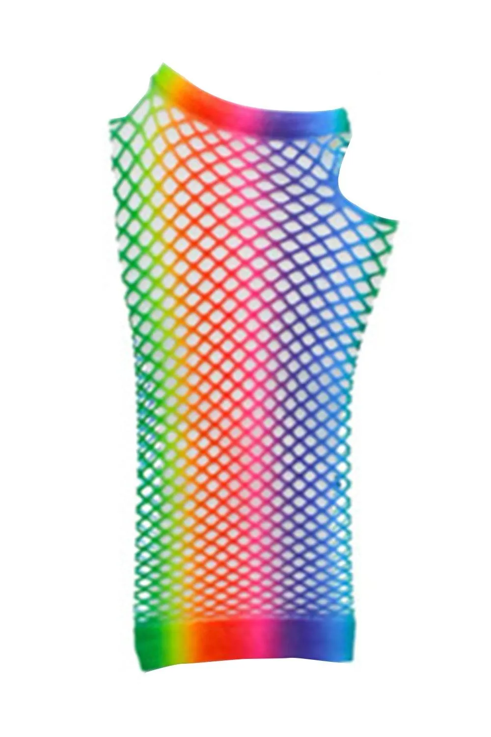 Ladies Rainbow Long Mesh Fishnet Fingerless Gloves Elbow Long Glove LGBTQ Gay Pride Party wear