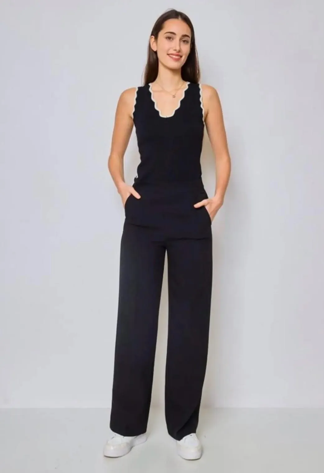 Larose Black Straight Leg Trousers