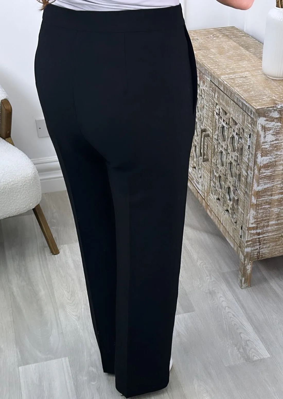 Larose Black Straight Leg Trousers