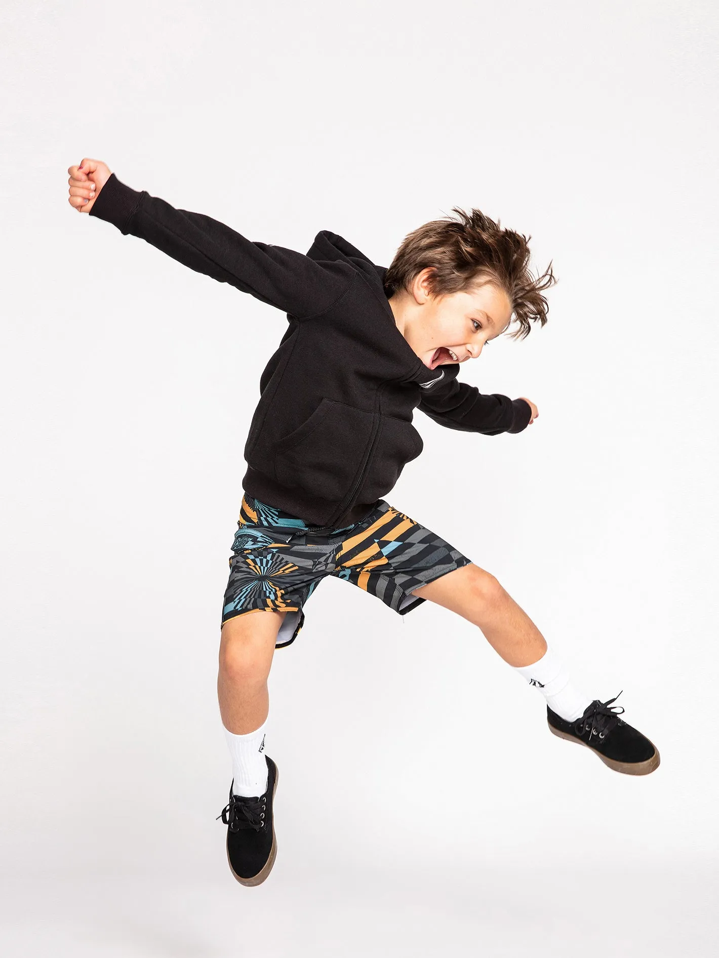 Little Boys Iconic Stone Zip Hoodie - Black