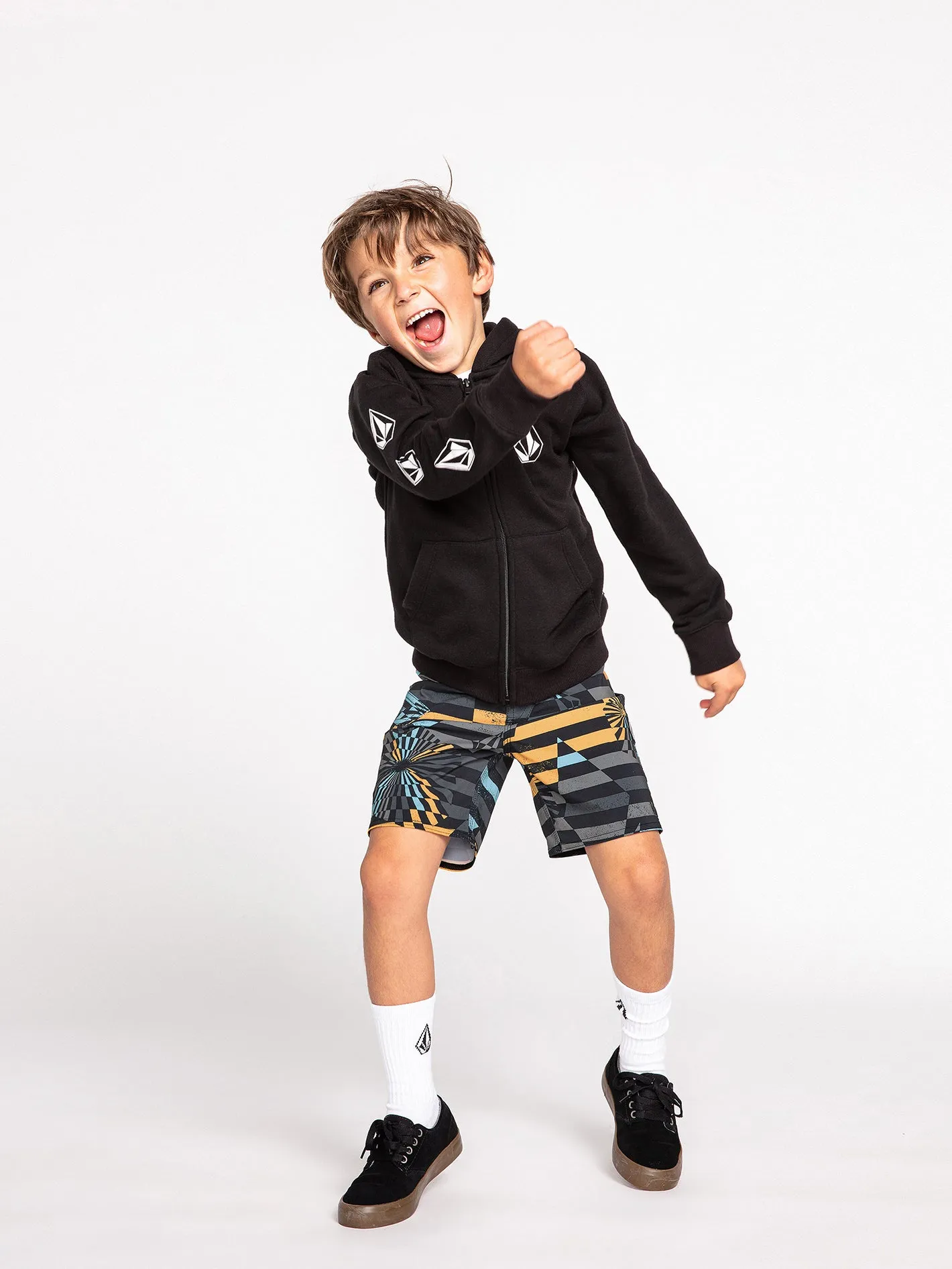 Little Boys Iconic Stone Zip Hoodie - Black