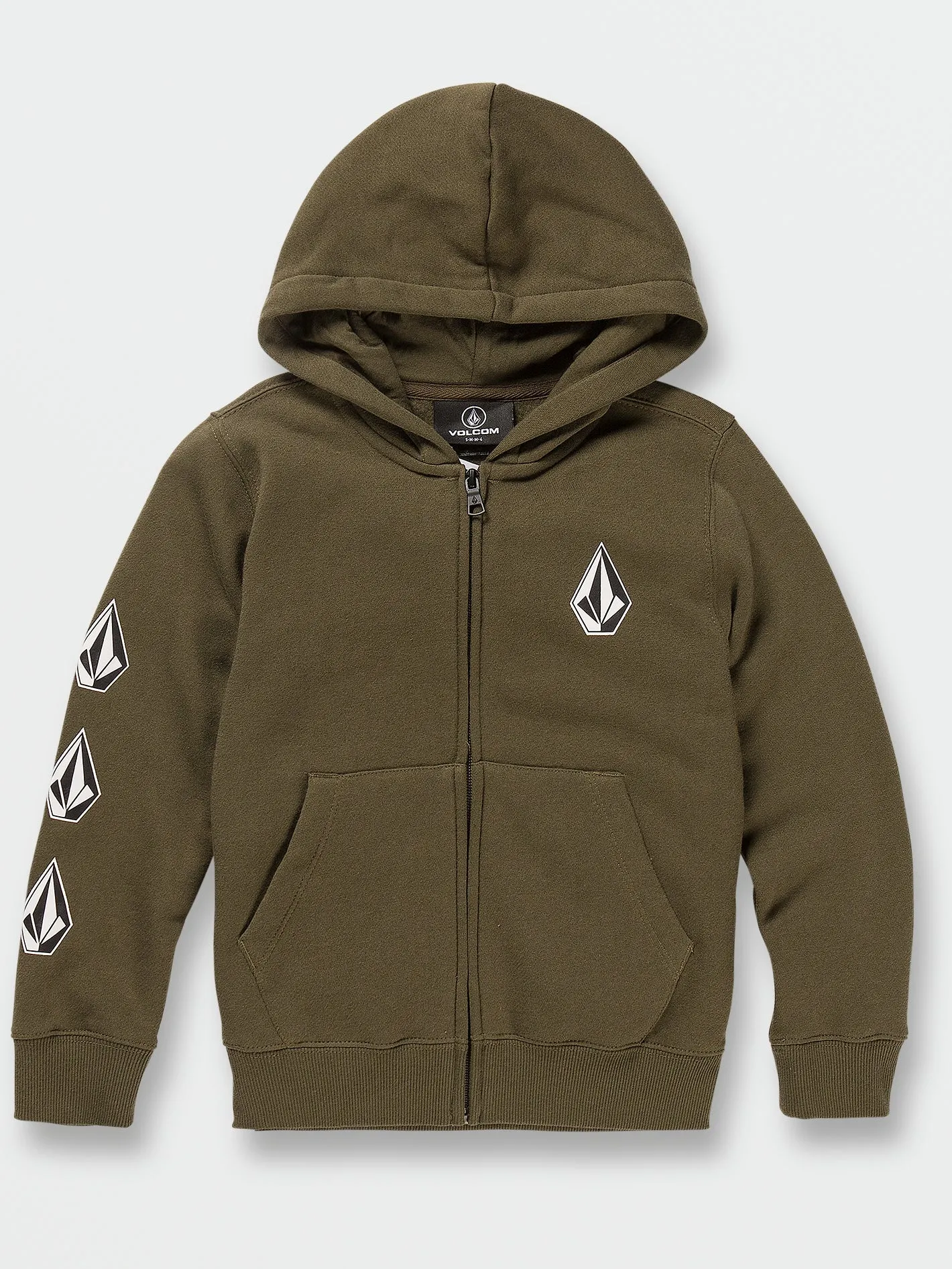 Little Boys Iconic Stone Zip Hoodie - Military