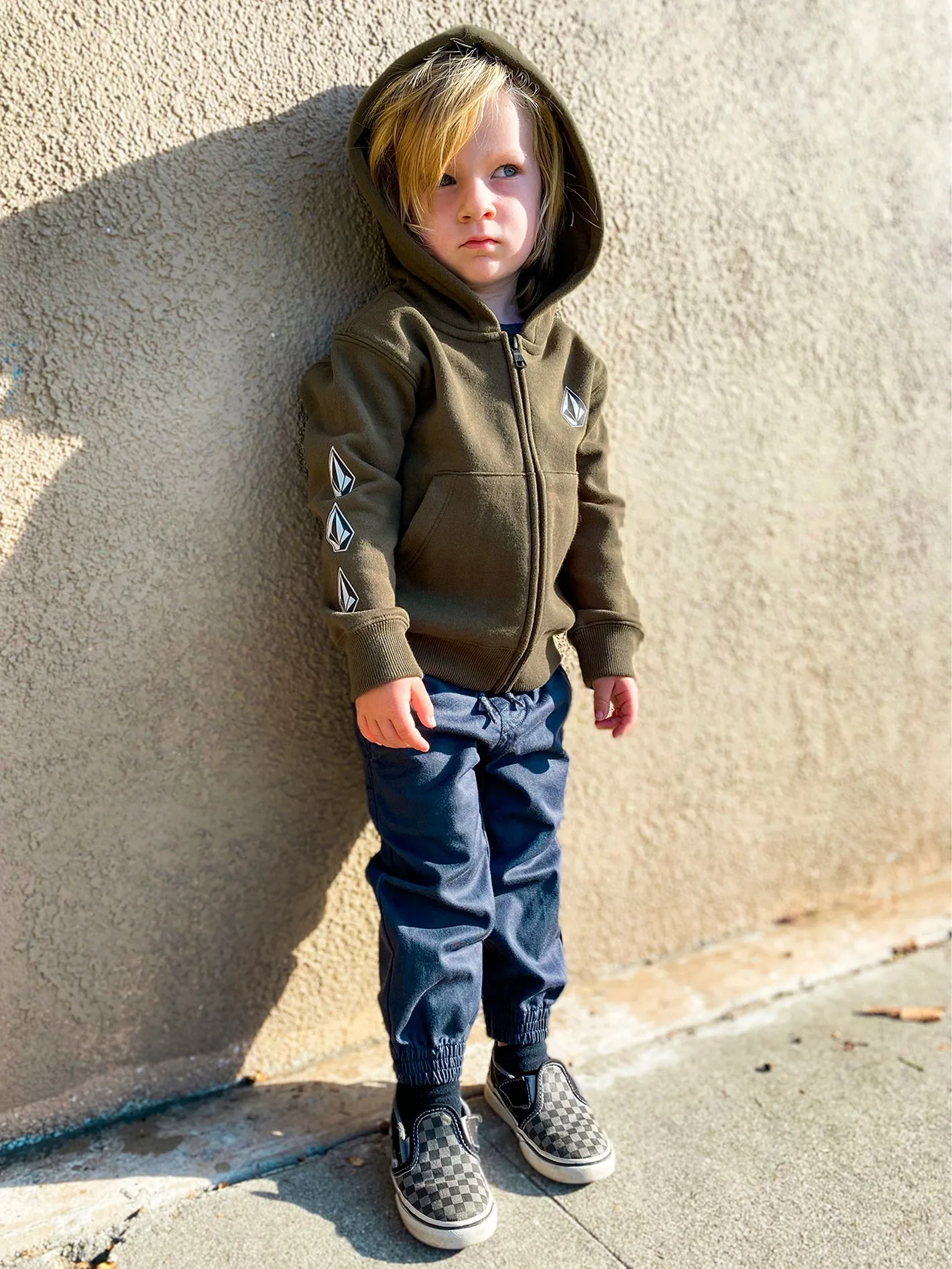 Little Boys Iconic Stone Zip Hoodie - Military