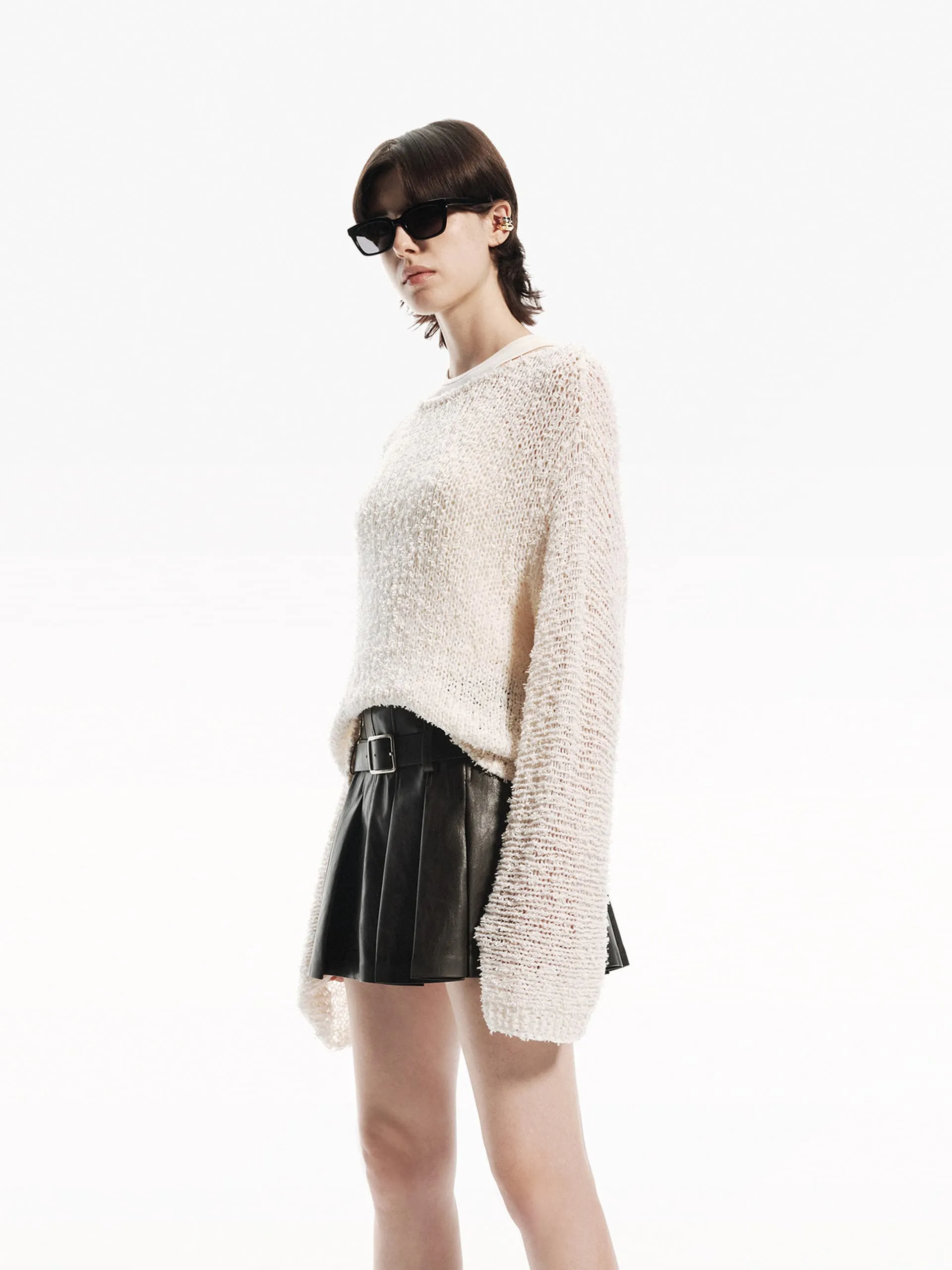 Loose Crochet Knit Sweater