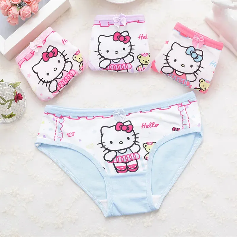 Lot de 4 culottes en coton pour filles de 2 à 9 ans - Culotte Hello Kitty pour enfant