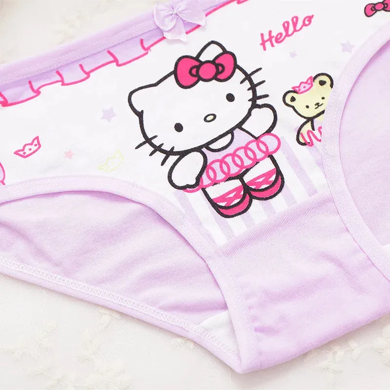 Lot de 4 culottes en coton pour filles de 2 à 9 ans - Culotte Hello Kitty pour enfant