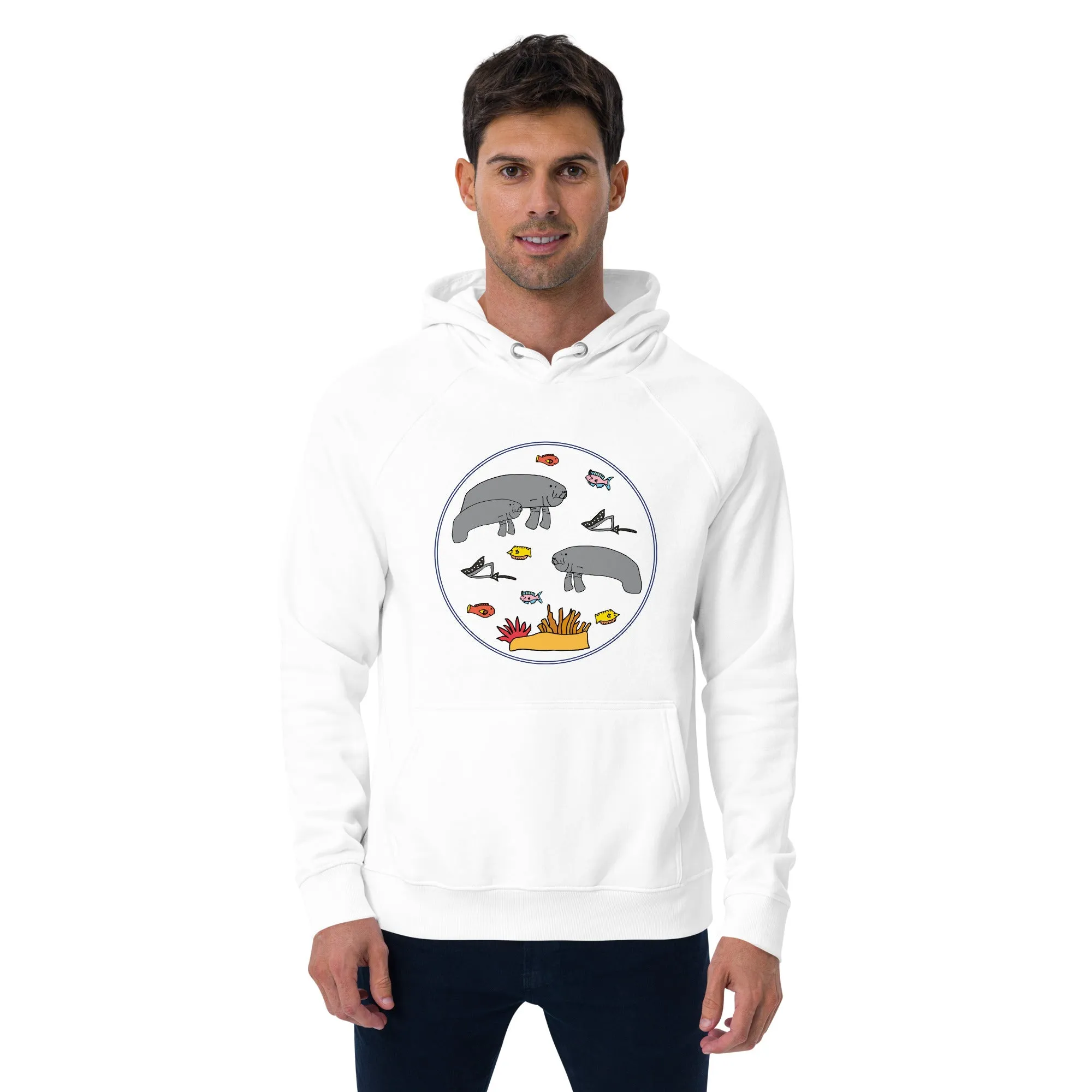 Men's Eco Raglan Hoodie with Colorful Ocean Design