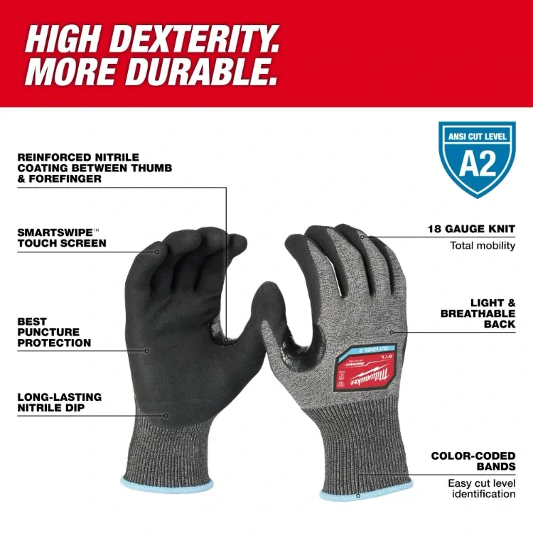 Milwaukee Cut Level 2 High-Dexterity Nitrile Dipped Gloves