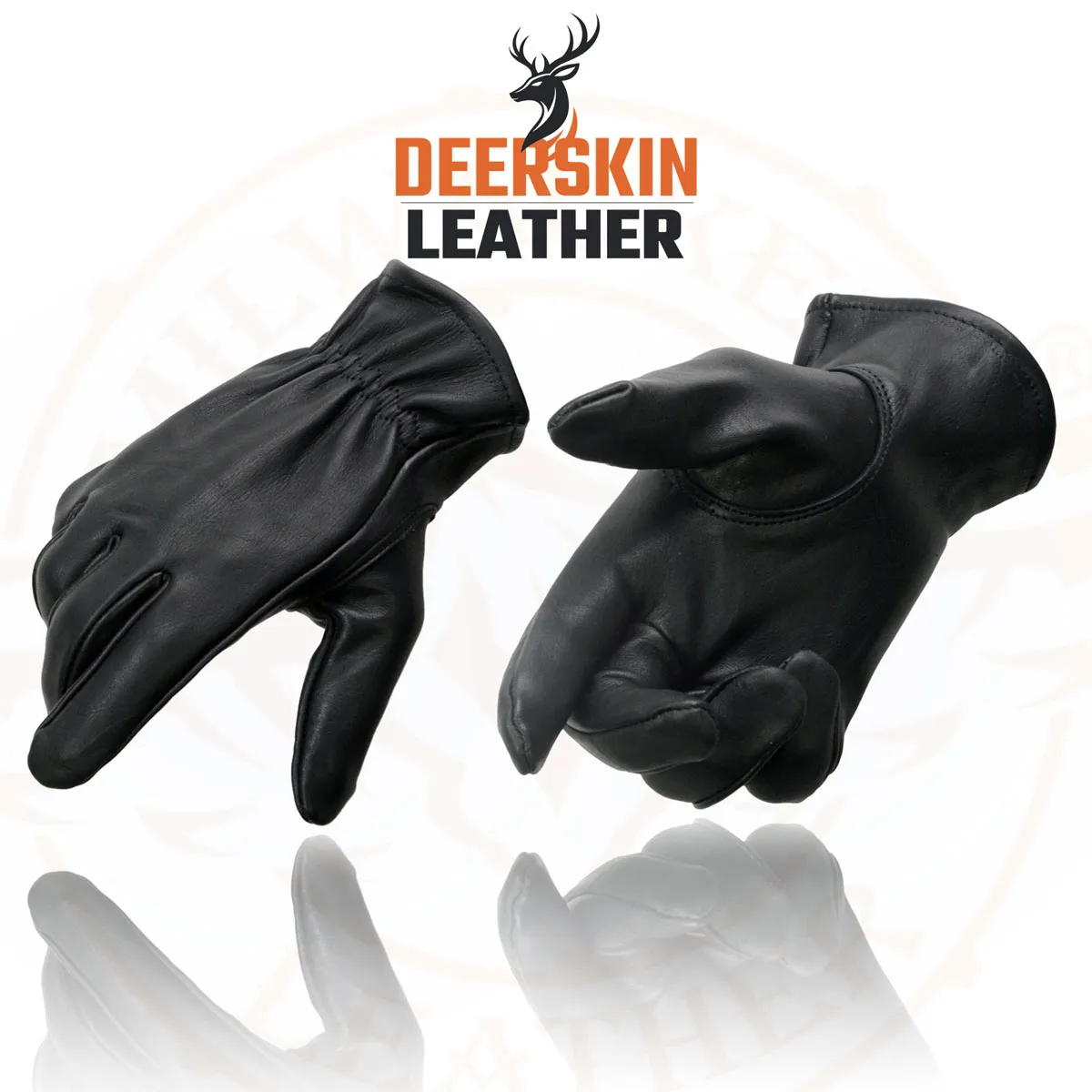 Milwaukee Leather MG7595 Men's Black Deerskin Unlined Motorcycle Hand