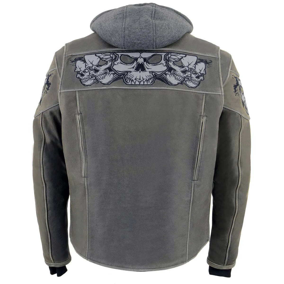 Milwaukee Leather MLM1562 Men's Distressed Grey Leather Jacket with