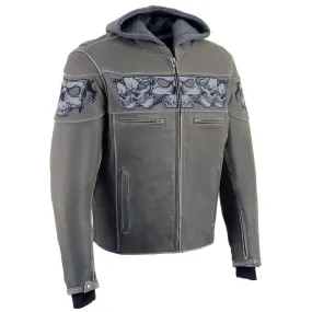 Milwaukee Leather MLM1562 Men's Distressed Grey Leather Jacket with