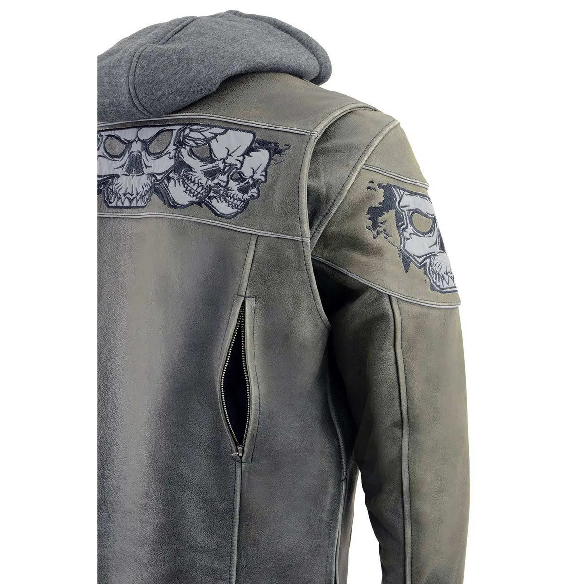 Milwaukee Leather MLM1562 Men's Distressed Grey Leather Jacket with