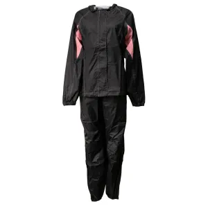 Milwaukee Leather MPL9607 Women's Black and Pink Water Resistant Rain Suit w/ Reflective Material and Hoodie